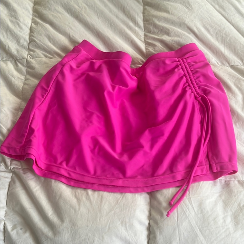 Vibrant Pink Swim Skirt with Drawstring Detail